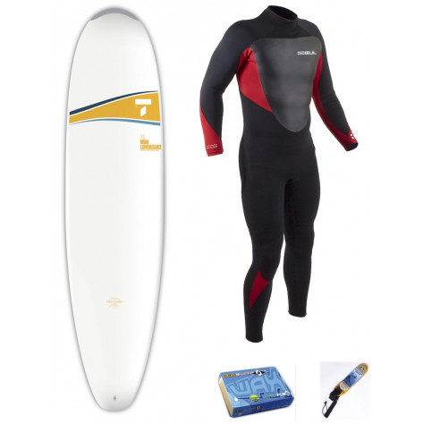 TAHE Surfboard 7'6" Mini Nose Rider Pakke + 5mm våddragt