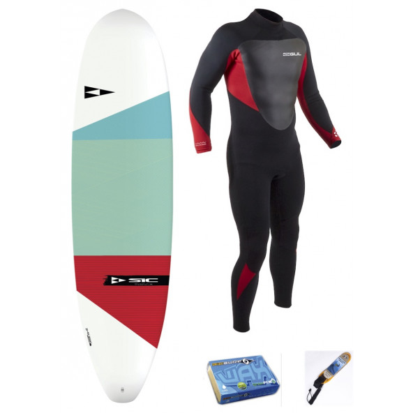 SIC Drifter 7'4 (AT) Performance Mini Malibu Surfboard Pakke inkl 5mm Steamer, vox & leash