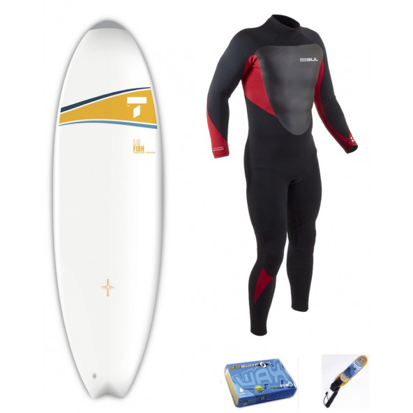 TAHE Surfboard 5'10 Fish Pakke + 5mm våddragt