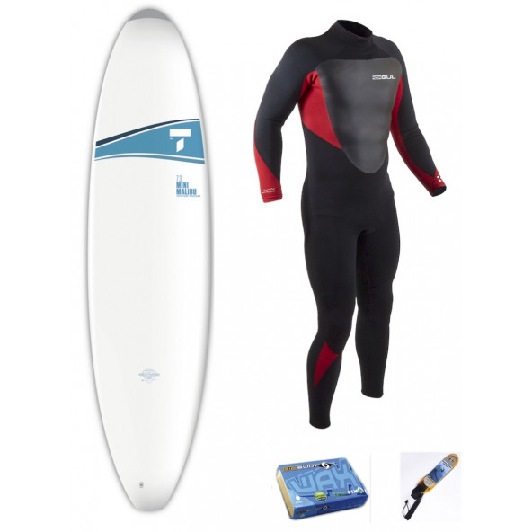 TAHE Surfboard 7'3" Mini Malibu Pakke + 5mm våddragt
