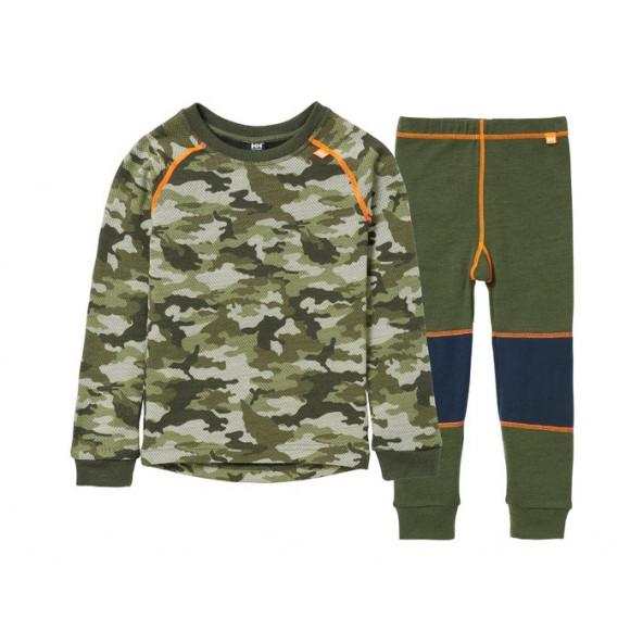 Helly Hansen Graphic Lifa Merino Børne Skiundertøj sæt - Utility Green