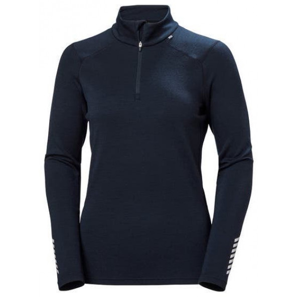 HELLY HANSEN W LIFA MERINO MIDWEIGHT 1/2 ZI Dame skiundertrøje - NAVY