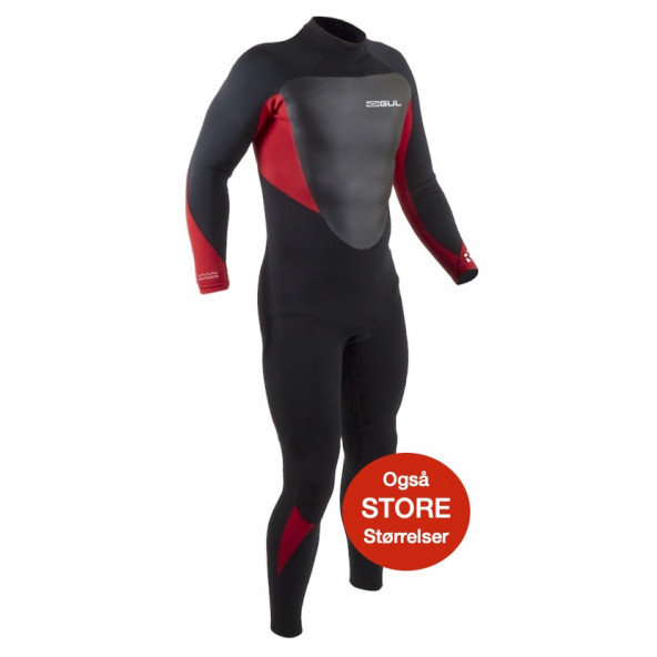 GUL Response Backzip Mens 5/3mm Neopren våddragt - Black/Red